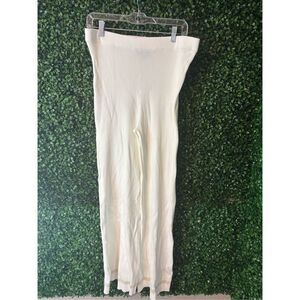 Carbon38 Sweater Pant Womens XL Ivory Rib Knit High Rise Casual Bootcut NWOT Tan